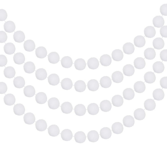 Uxcell 4Pcs Felt Ball Garland White Pom Pom Garland Handing Balls 8.2 Feet Long 24 Balls for Christmas