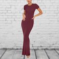thumbnail image 1 of Camisa de cuello redondo para mujer Vestido largo Vestido largo ajustado para mujer Ropa de fiesta ajustada FLhrweasw Nuevo, 1 of 8