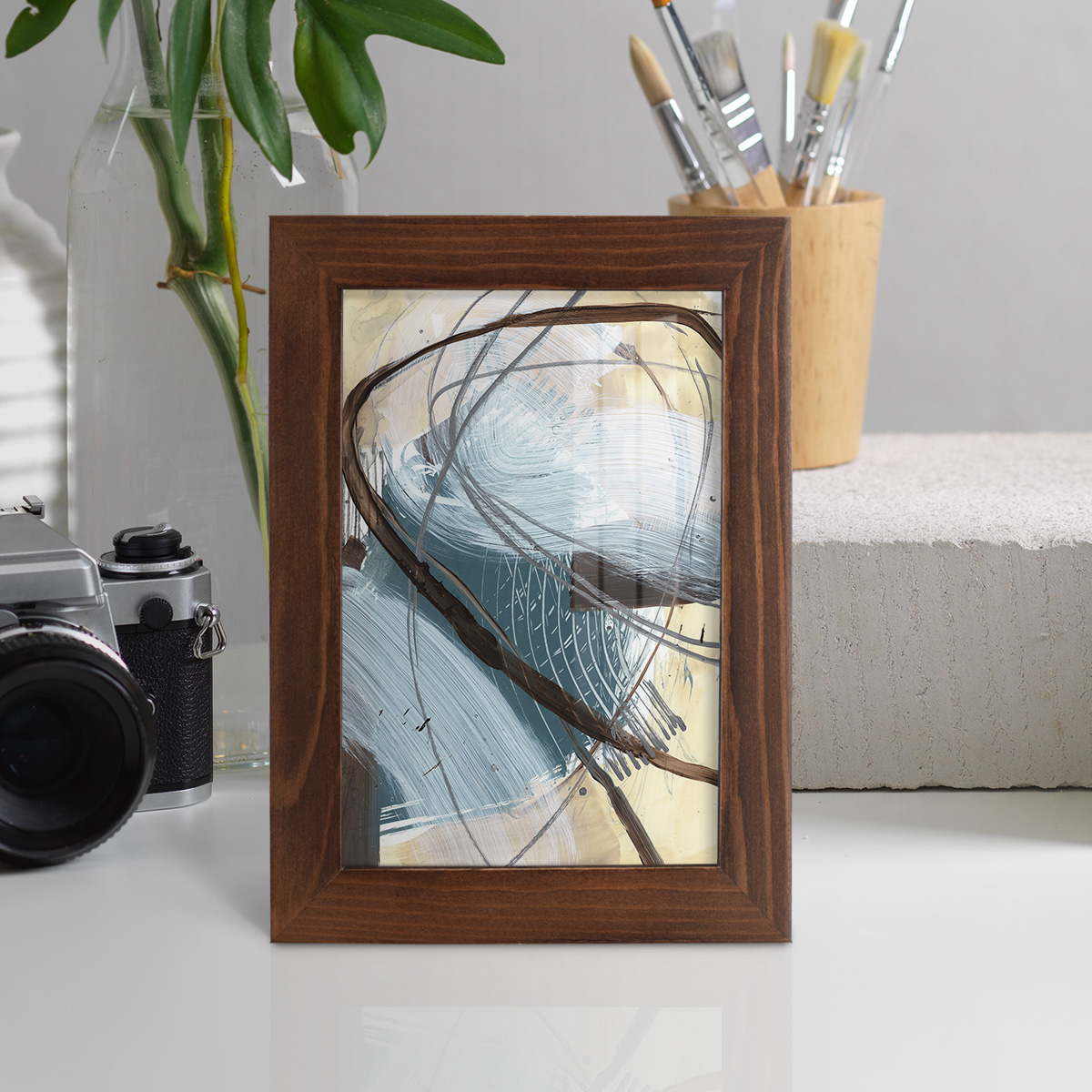Winding Around II - Framed Print w/glass - Chestnut