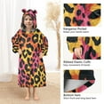 thumbnail image 4 of Dailycode Wearable Blanket Hoodie Oversized Sherpa Flannel Blankets with Pocket for 3-14 Year Old Colorful Leopard Print, 4 of 7