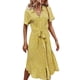 thumbnail image 5 of Lucakuins - Vestido midi con botones para mujer, manga corta, estampado floral, con cinturón, vestido suelto Lucakuins moda, 5 of 10