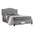 thumbnail image 2 of Sey California King Bed w Storage Drawer, Light Gray Burlap Upholstery, 2 of 7
