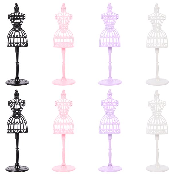 BRIGHTFUFU Mini maniquí de soporte para vestido de muñeca, 8 piezas, modelo de vestido completo, maniquí de ropa de muñeca