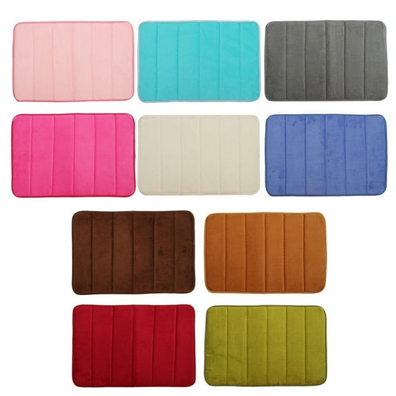 Memory Foam Bath Mat Coral Velvet Super Water Absorbent Polyster Soft Shaggy Anti-Slide For Bathroom Floor Rug - 24"x16"