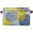 thumbnail image 7 of Large Foldable Storage Bin Yellow Blue Chrysanthemums Fabric Storage Baskets Collapsible Decorative Baskets Organizing Basket Bin with PU Handles for Shelves Home Closet-2Pack Decor Gifts, 7 of 7