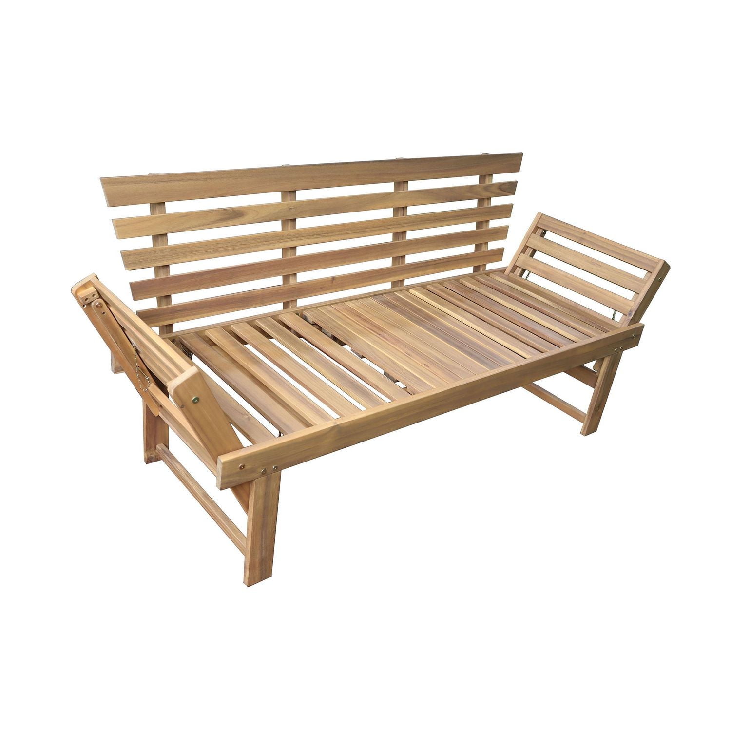 Deko Living Outdoor Acacia Wood Patio Bench/Lounge Chair with Fold Down Center Table & Side Panels