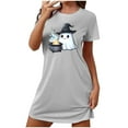 thumbnail image 4 of Cxenplz Nightgowns for Women Short Sleeve T Shirt Sleep Dress Comfy Round Neck Sleepshirt Sleepwear Halloween Print Lounge Pullovers Nightshirt on Clearance, 4 of 4