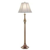 63 in. Antique Brass Floor Lamp with Ivory Shadow Shade
