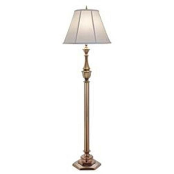 63 in. Antique Brass Floor Lamp with Ivory Shadow Shade