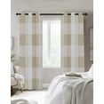 thumbnail image 2 of Cream White Buffalo Check Blackout Curtains for Bedroom, Farmhouse Plaid Modern Geometric Room Darkening Window Drapes for Living Room, Thermal Insulated Grommet Curtains, 52x84 inch, 2 Panels, 2 of 9
