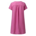 thumbnail image 5 of WEIGFI Womens Summer Dresses Short Sleeve Casual Homewear Outdoor Loose Fit Dress Solid Color Crew Neck Lightweight Stylish Beach Sundress,Pink,XXXXXL, 5 of 7