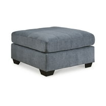 Signature Design by Ashley Marleton Contemporary Square Oversized Firmly Cushioned Accent Ottoman with Exposed Faux Wood Finish, Denim Blue
