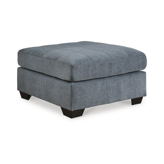 Signature Design by Ashley Marleton Contemporary Square Oversized Firmly Cushioned Accent Ottoman with Exposed Faux Wood Finish, Denim Blue