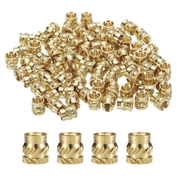 Uxcell 50 Pack M5 Threaded Inserts Brass Heat Set Insert M5x7.5mm, OD 7mm Knurled Insert Nuts