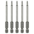 thumbnail image 1 of Uxcell 5pcs Punta de destornillador Torx T10 1/4" Vástago hexagonal 3" (75mm) Largo Magnético Sin Punta de Agujero 6 Puntos, 1 of 7