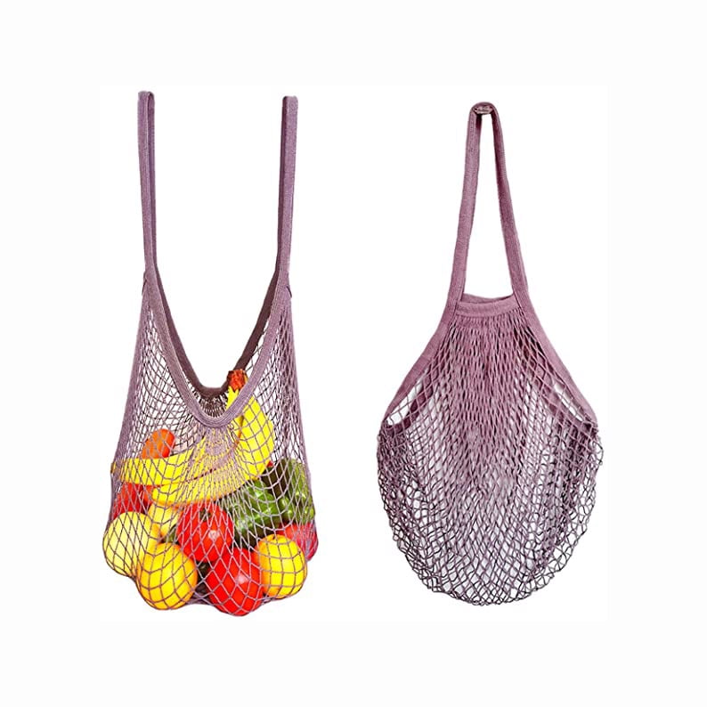 Auhoky Custo 2 Pack Extra-Large Cotton Net String Shopping Bag With Long Handle 