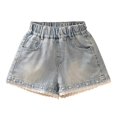 thumbnail image 2 of Liyamei Girls Denim Shorts with Elastic Waist for Summer Casual Size 8-12,Light Blue, 2 of 4