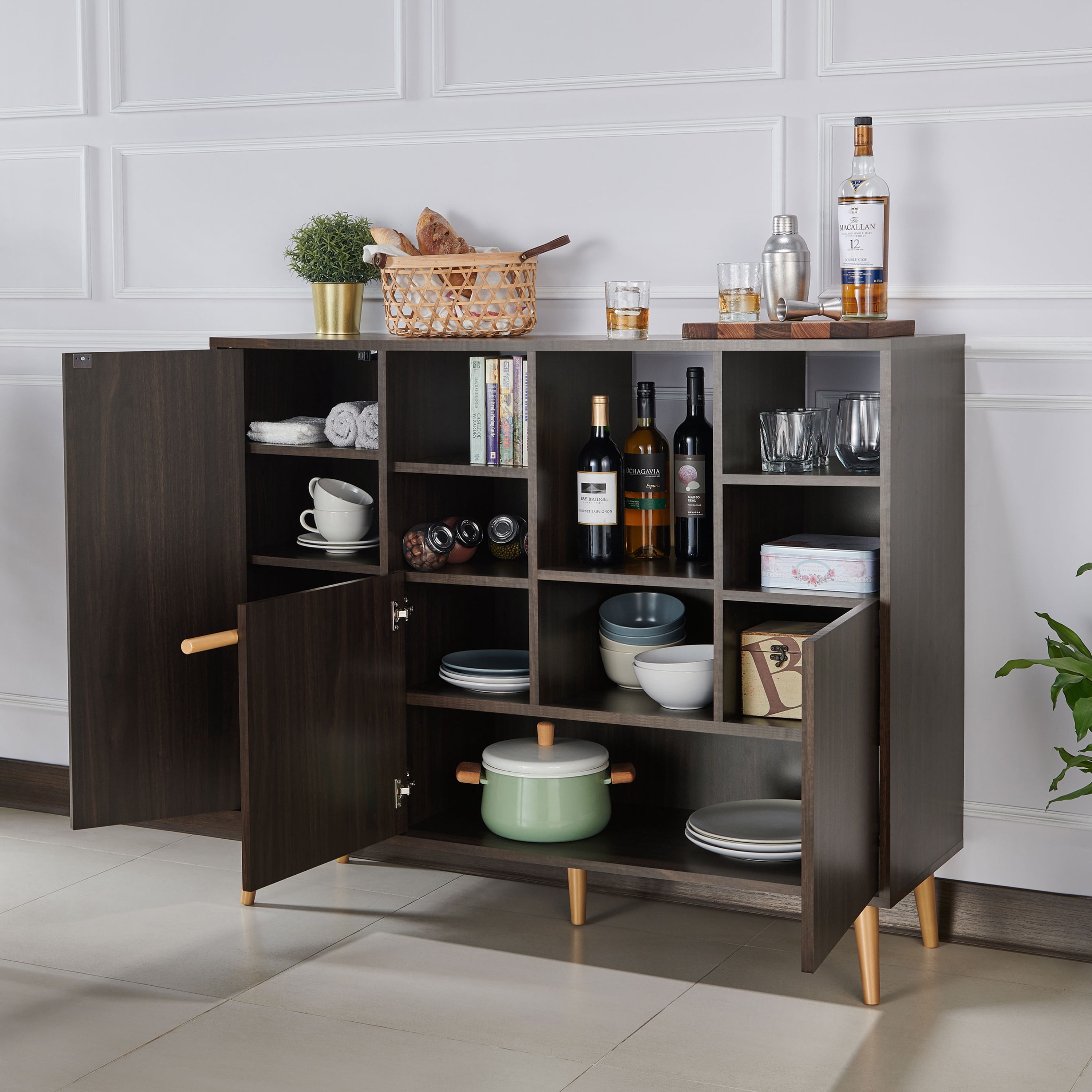 Furniture of America Lindsie Multi-Purpose Accent Cabinet, Wenge