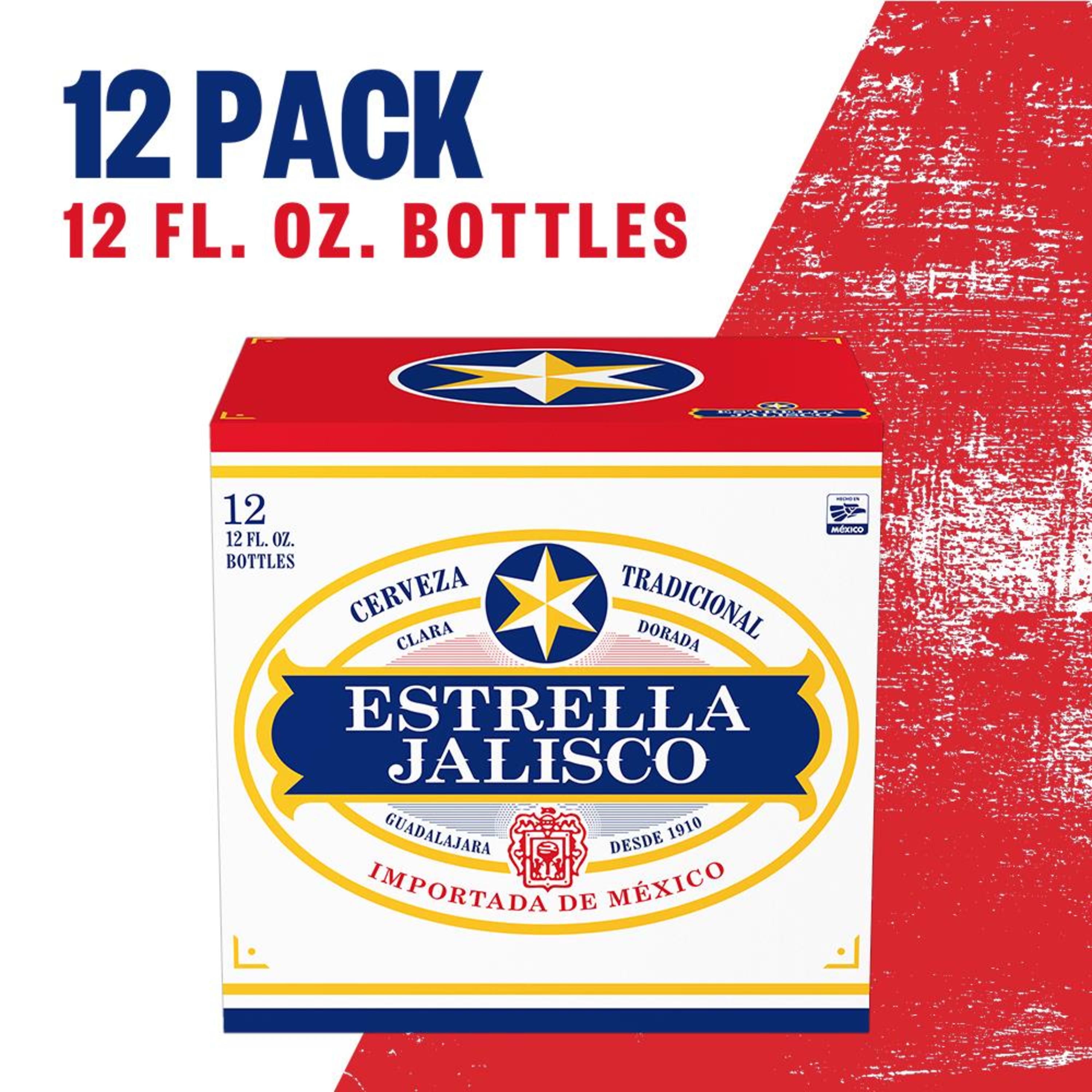 Estrella Jalisco Mexican Beer, 12 Pack Beer, 12 FL OZ Bottles 4.5 ABV