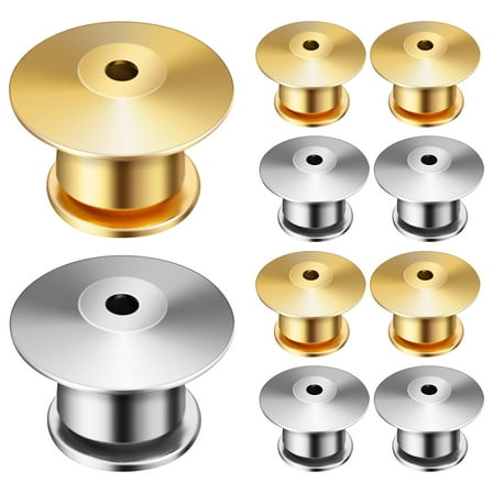 Toyvian Metal Pin Keeper Locking Pin Badge Backs Silver 10Pcs