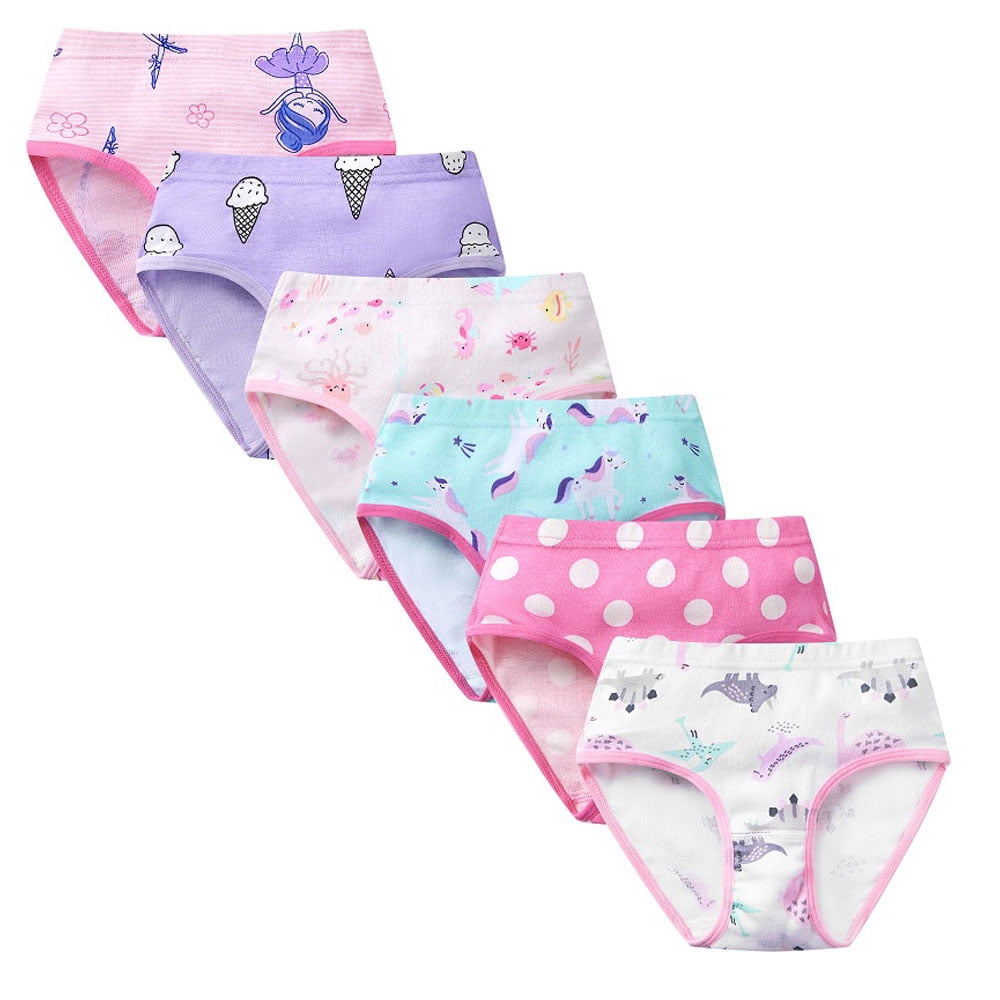 SYNPOS 6 Pack Girls Underwear 100 Cotton Underwear for Girls Breathable Toddler Girl Underwear