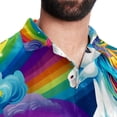thumbnail image 5 of Robot Unicorn Attack Men's Short Sleeve Hawaiian Print Button Down Beach Shirt, 5 of 6