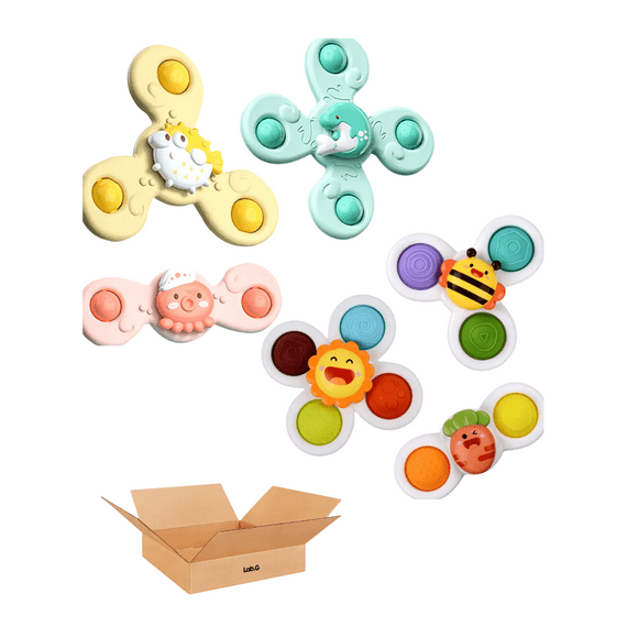 6 piezas Ventosa Lab.G Giratoria Juguetes Sensoriales Para Bebes Mezcla de colores