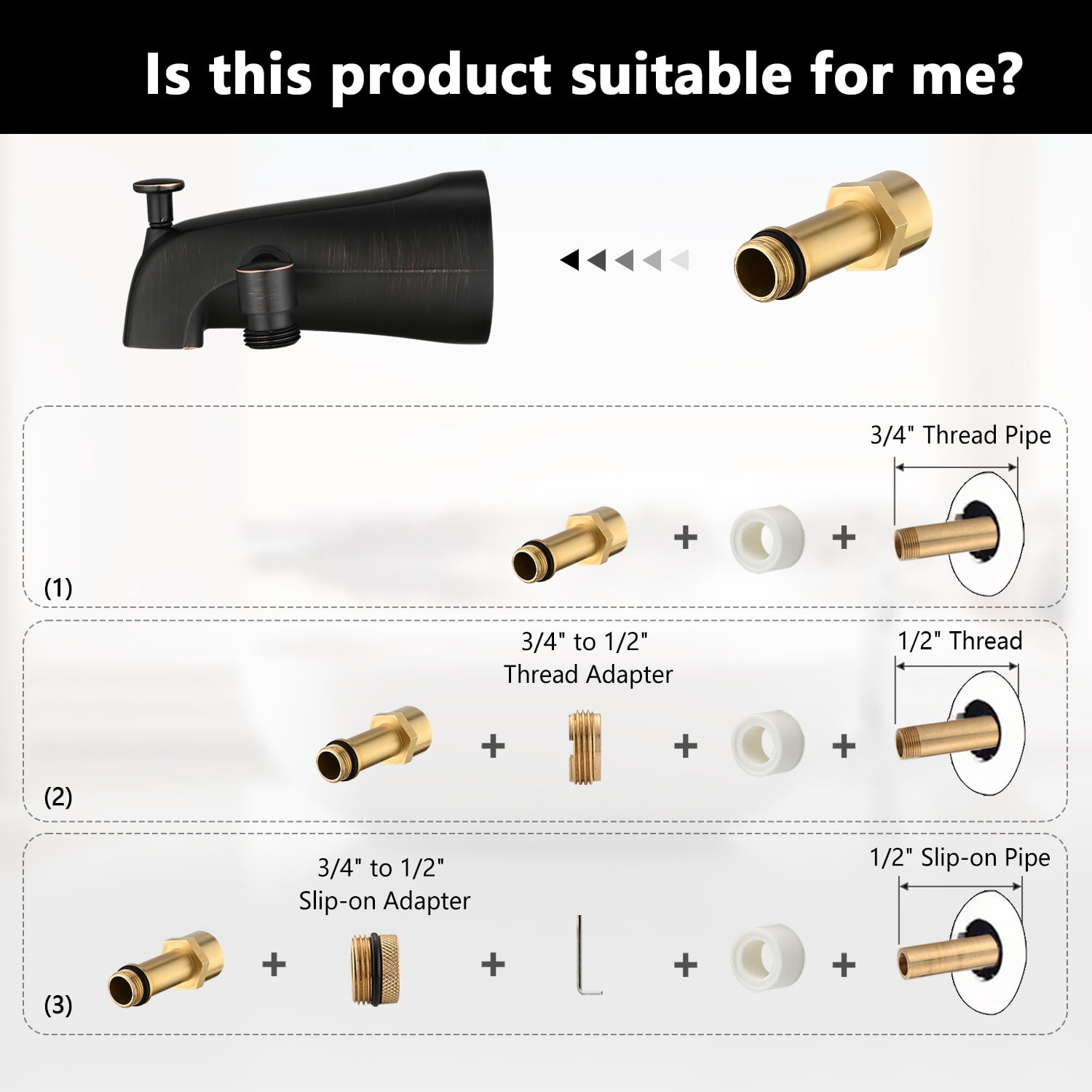Freestanding Bathtub Faucet Lift-Up Diverter Tub Spout with 6 Settings Handheld Shower in Oil Rubbed Bronze (Rough-in Valve Not Included),Freestanding Tub Filler