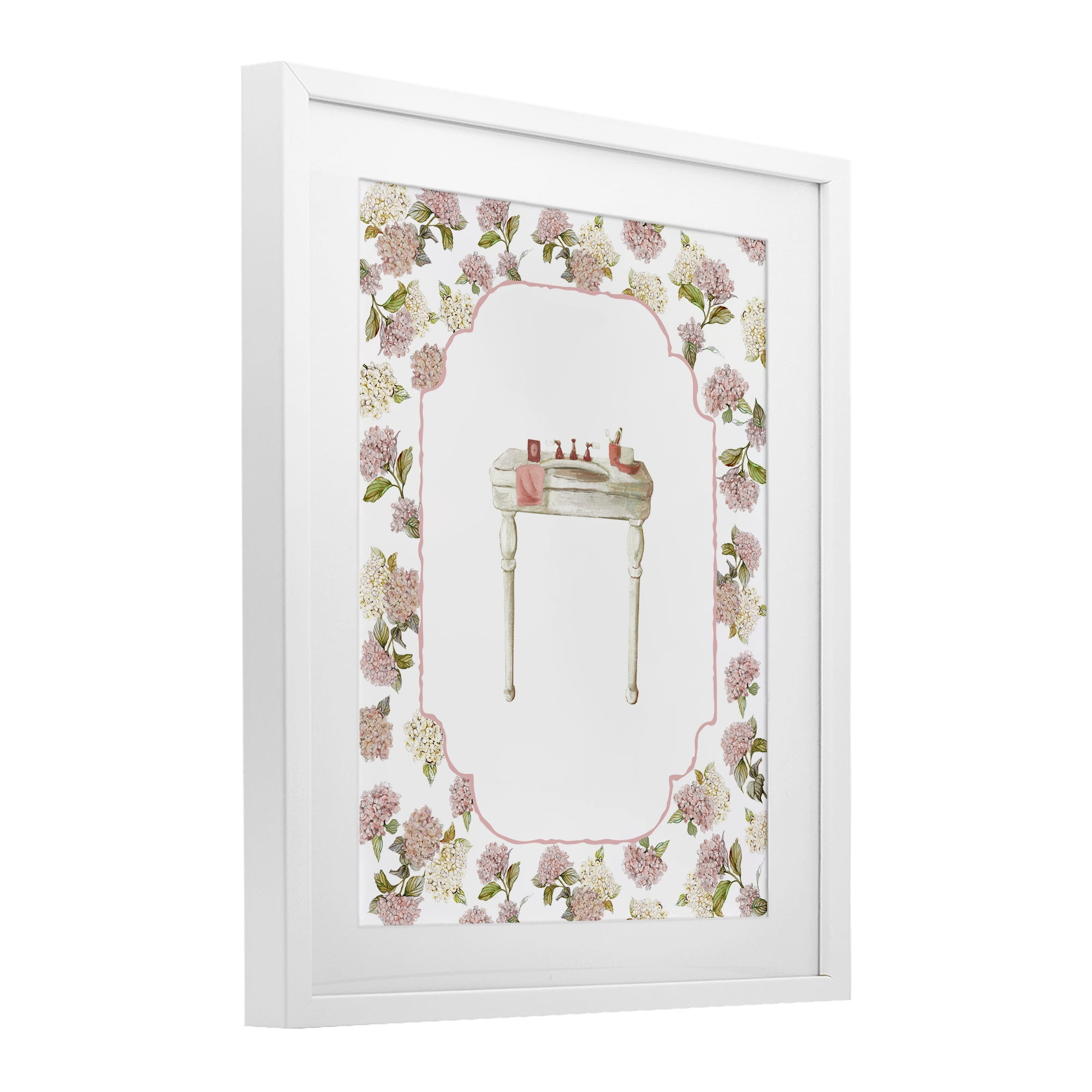 Stupell Industries Elegant Hydrangeas Vanity White Framed Print Under Glass, design by Carol Robinson