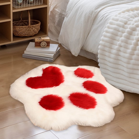 Fiudx Alfombra Acogedora con Forma de Pata, de Pelo Largo y Felpa, Suave y Antideslizante, Diseño Multicolor, Decoración Minimalista Moderna para El Hogar, para Sala de Estar y Dormitorio, 50 X 60 Cm