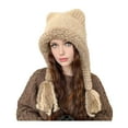 thumbnail image 3 of harmtty Women Hat Bear Ear Design Thickened Plush Ear Protection Hat Skiing Camping Travel Autumn Winter Headwear, 3 of 7