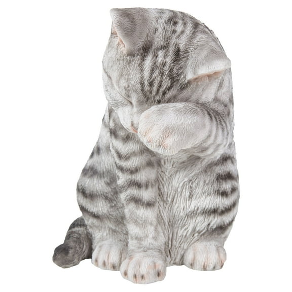 Hi-Line Gifts American Shorthair Tabby Cat Outdoor Garden Statue - 10.25"