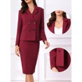 thumbnail image 2 of DARING DIVA 2Pcs Women's Long Sleeve Blazer Pencil Skirt Suit Set M Burgundy, 2 of 5