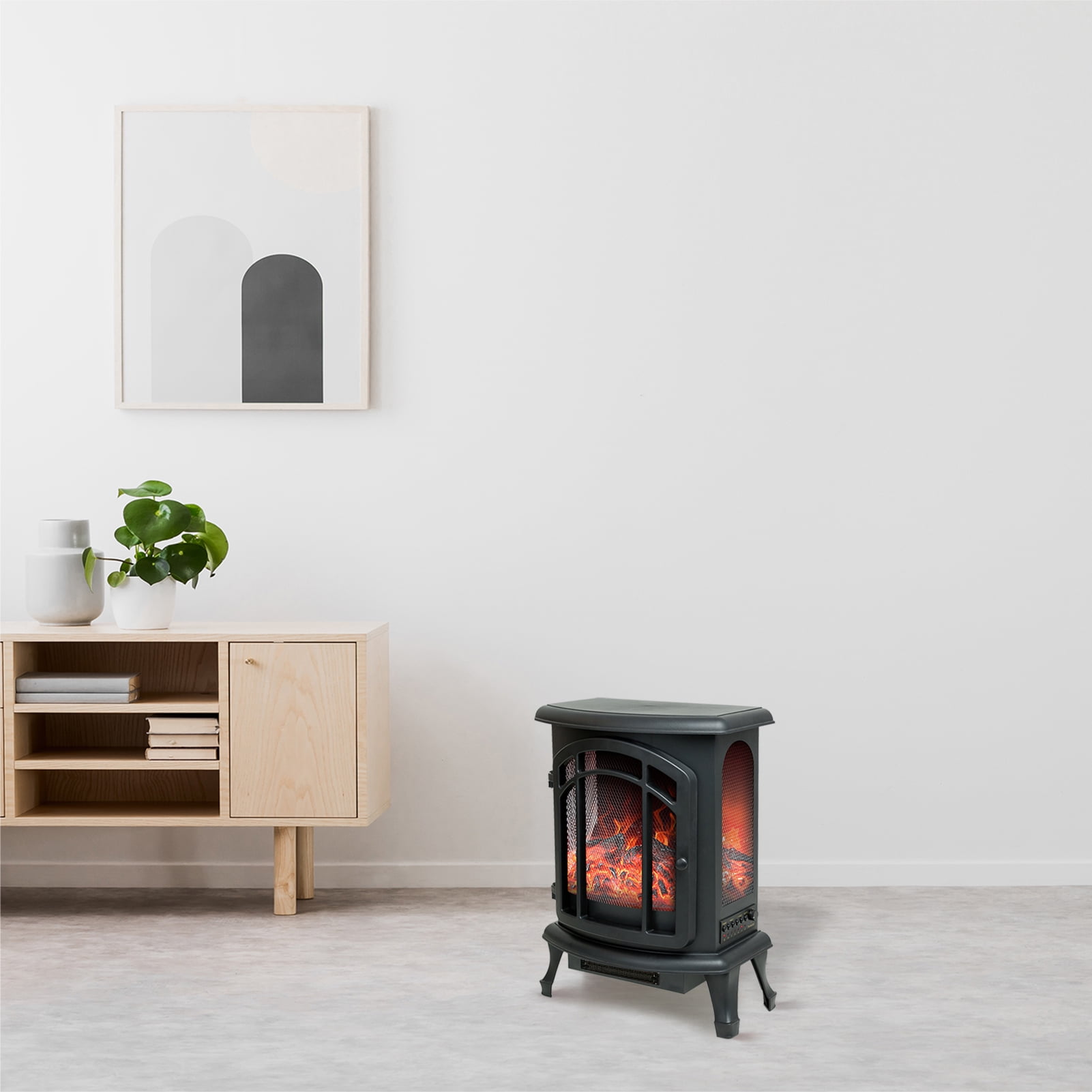 FLAME&SHADE Portable Freestanding Electric Fireplace Stove Heater with Remote, 24"