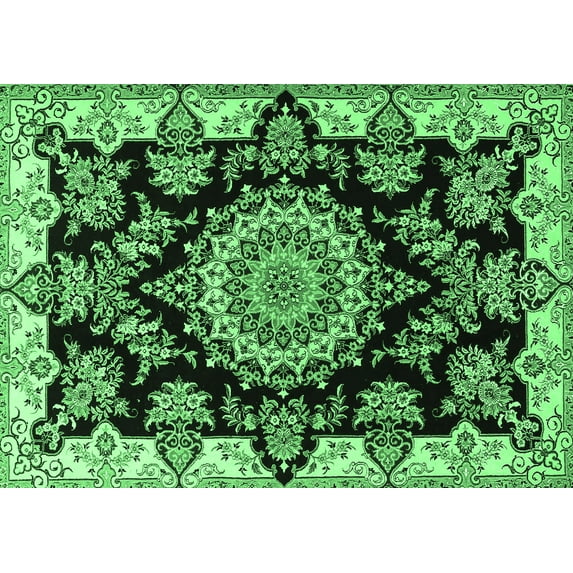 Ahgly Company Indoor Rectangle Medallion Emerald Green Traditional Area Rugs, 2' x 5'