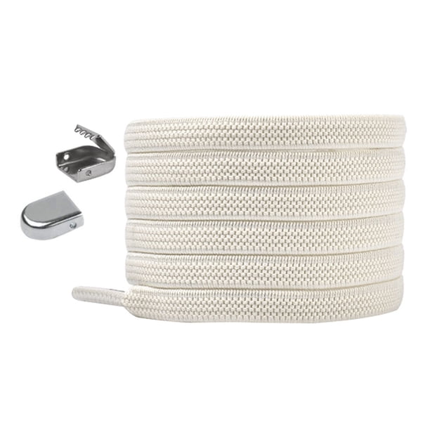 Worallymy 1 par de cordones elásticos para zapatos hebilla de presión banda de goma cordones para zapatos deportivos cordón para zapatos deportivos beige y blanco Worallymy JD735921254