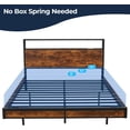 thumbnail image 6 of Sailvan Queen Size Bed frame with RGB LED Lights and Charging Station, Metal Bed Frame with Storage Headboard, No Box Spring Needed,Rustic Brown, 6 of 10