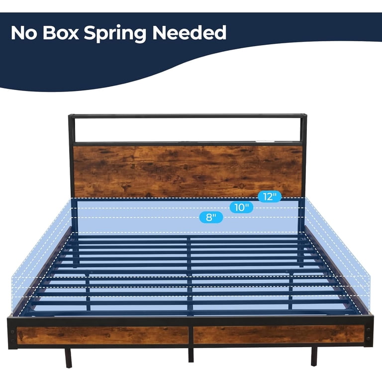 Sailvan Queen Bed Frame with Storage Headboard, Charging & RGB Lights photo 8