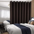 thumbnail image 3 of Fashion Sliding Door Curtain 180 X 96 Inches, Wide Thermal Blackout Curtains Room Darkening Room Divider Window Drape, 1 Panel, Brown, 96 Length X Wide 180, 3 of 6