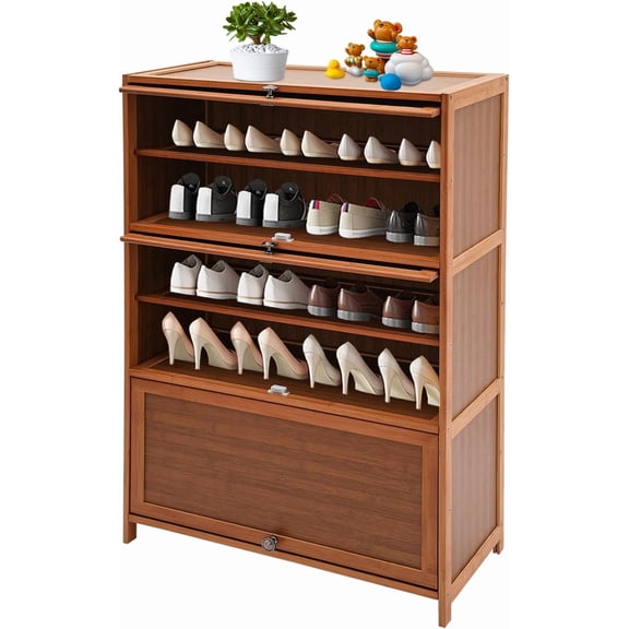 Miumaeov Shoe Cabinet Free Standing Shoe Cabinet Shoe Cabinet with Flip Doors for Entryway Office Living Room Brown