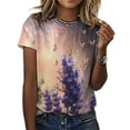 thumbnail image 3 of Lavender Women T-Shirt Classic O Neck T-Shirts Short-Sleeve Trendy Animal Print Design Tshirt Casual Clothing, 3 of 5