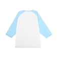 thumbnail image 6 of Men's Long Sleeve Round Neck Contrast Color Raglan Three Quarter Sleeve T-Shirt Top for Spring Fall Athleisure,Light Blue,3XL, 6 of 8
