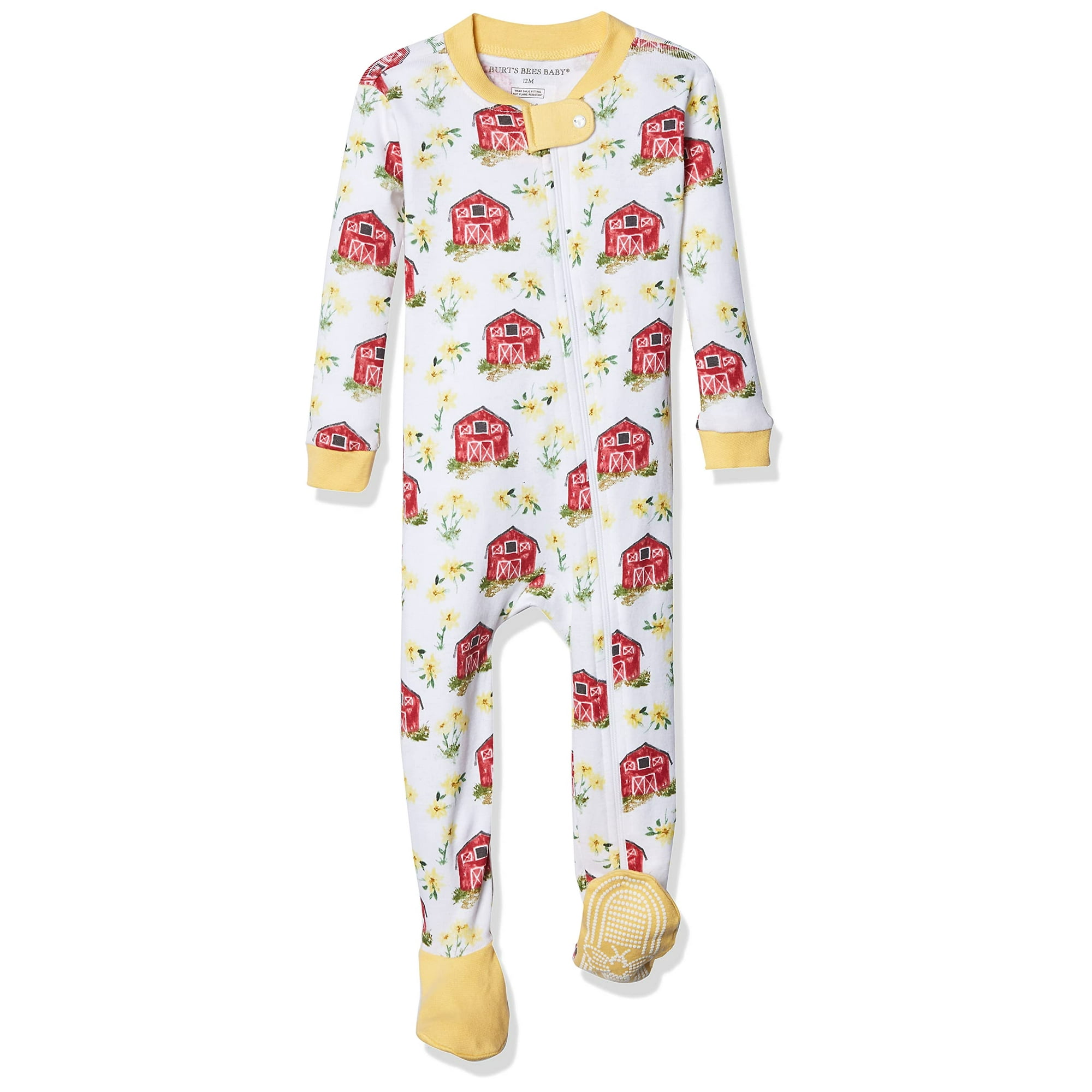 Burt s Bees Baby Baby Girls Pajamas Zip Front Non Slip Footed Sleeper Pjs 100 Organic Cotton Little Red Barn 18 Months Other