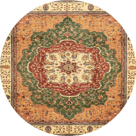Ahgly Company Indoor Round Abstract Red Abstract Area Rugs, 5' Round