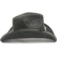thumbnail image 4 of TOVOSO Straw Cowboy Hat for Women and Men with Shape-It Brim, Western Cowboy Hat, Bull - Black, 4 of 7