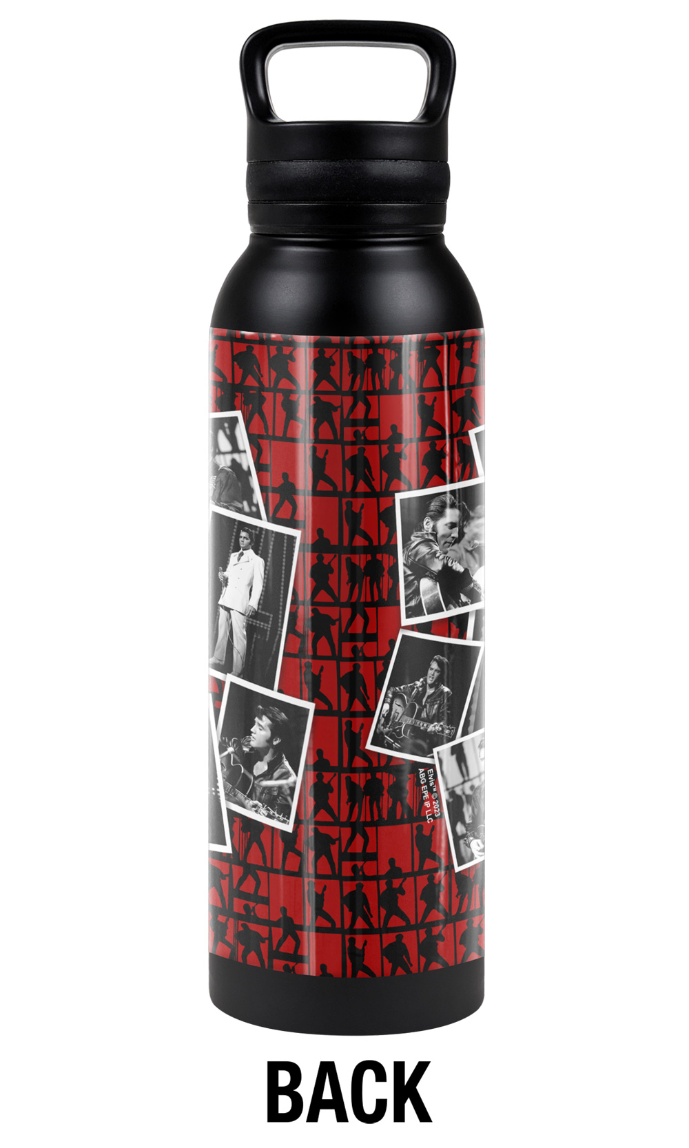 Elvis Official 68 Photos 24 oz Insulated Canteen Water Bottle, Leak Resistant, Vacuum Insulated Stainless Steel with Loop Cap, Black
