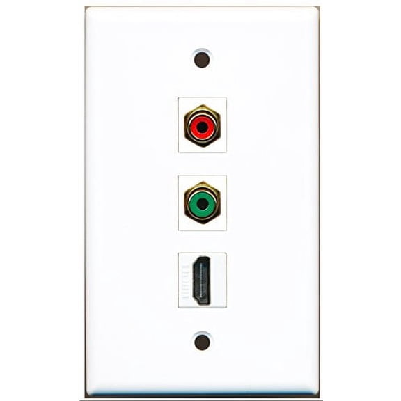RiteAV - 1 Port HDMI and 1 Port RCA Red and 1 Port RCA Green Wall Plate