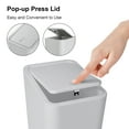 thumbnail image 4 of 3 Pack Slim Plastic Trash Can, 2.6 Gallon Garbage Can with Press Top Lid, Modern Waste Basket for Bathroom, Gray, 4 of 9