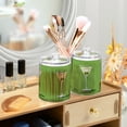 thumbnail image 3 of Yayeee 2 Pack Qtip Holder Bathroom Cotton Swab Canister with Lid Clear Dispenser Set, Green Martini Glass, 3 of 6