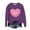 Purple, variant on JTZGDY Love Heart Print Sweatshirts for Women Fashion 2026 Valentines Day Long Sleeve Crewneck Pullover Tops Trendy Oversized Graphic T-Shirts A-Army Green XXXXXL